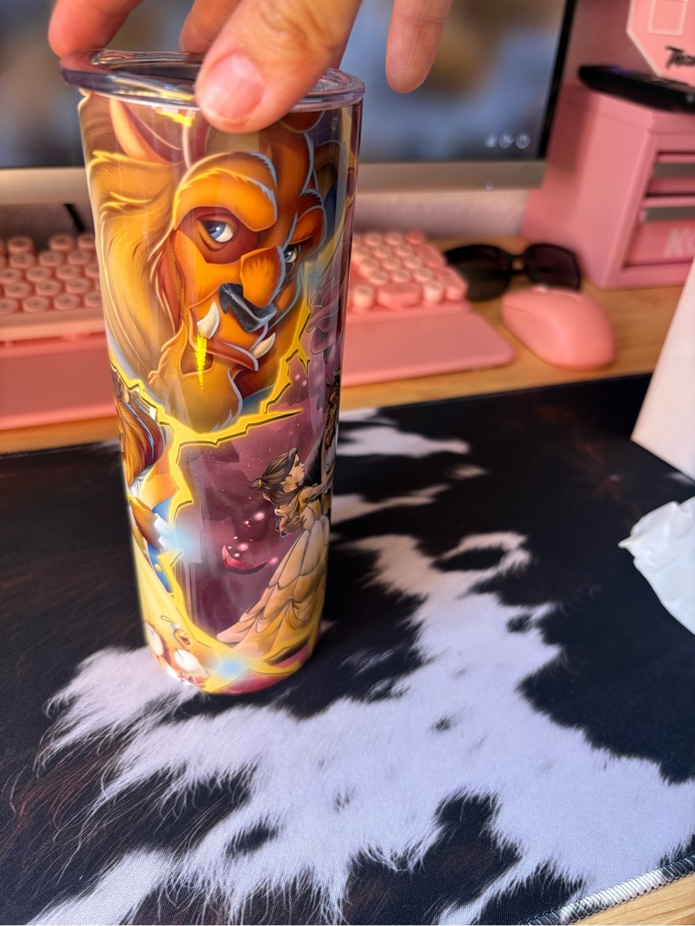 Yellow & Purple Beauty and the Beast Stainless Steel Travel Tumbler